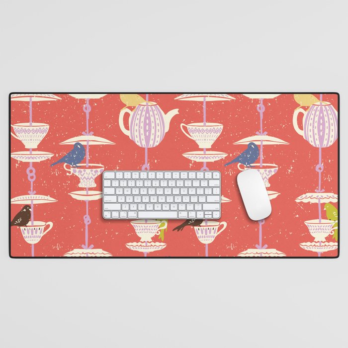 Garden Bird feeding happy red Desk Mat Gallery Image 1