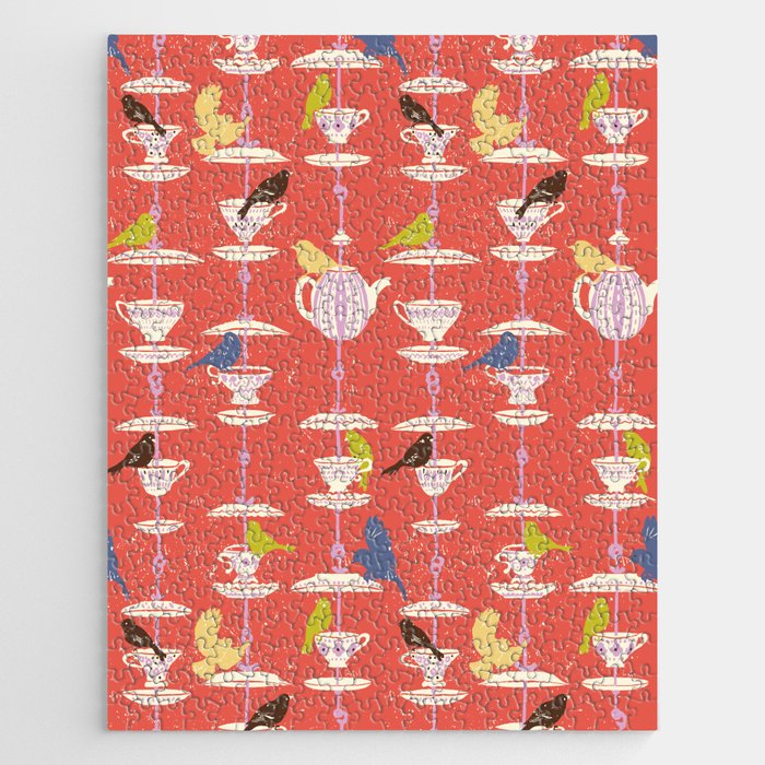 Garden Bird feeding happy red Jigsaw Puzzle Gallery Image 1