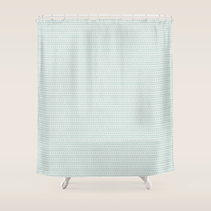 Modern Boho Mudcloth on Aqua Mint  Shower Curtain Gallery Image 1