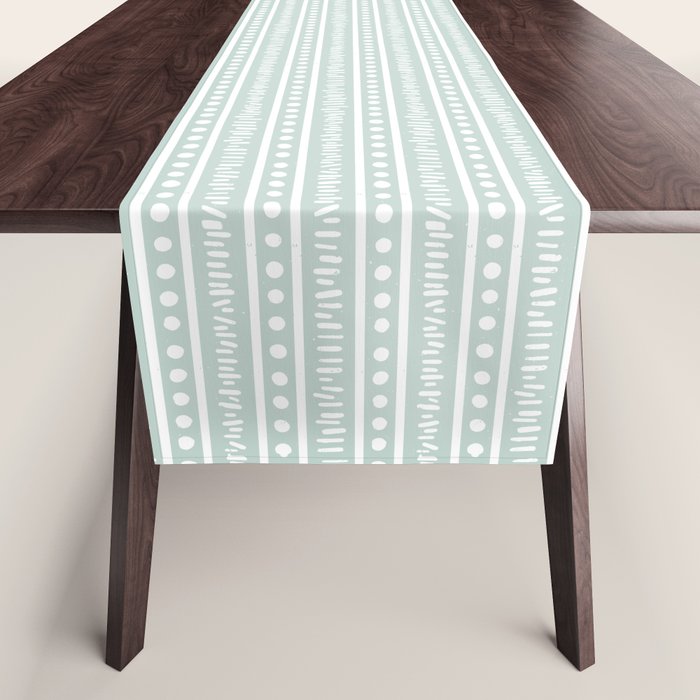 Modern Boho Mudcloth on Aqua Mint  Table Runner Gallery Image 1