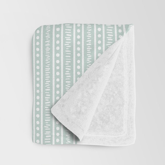 Modern Boho Mudcloth on Aqua Mint  Throw Blanket Gallery Image 3