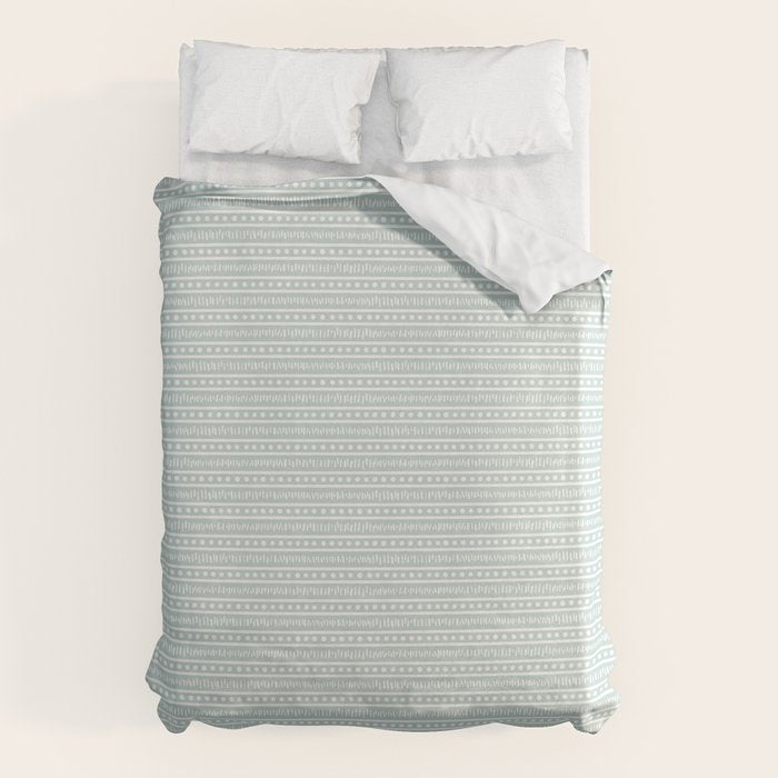 Modern Boho Mudcloth on Aqua Mint  Duvet Cover Gallery Image 6