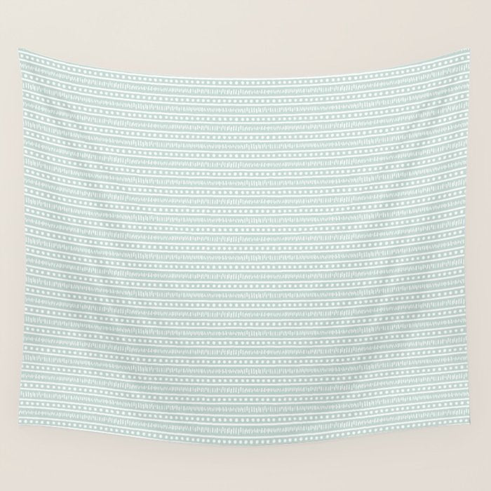 Modern Boho Mudcloth on Aqua Mint  Wall Tapestry Gallery Image 4