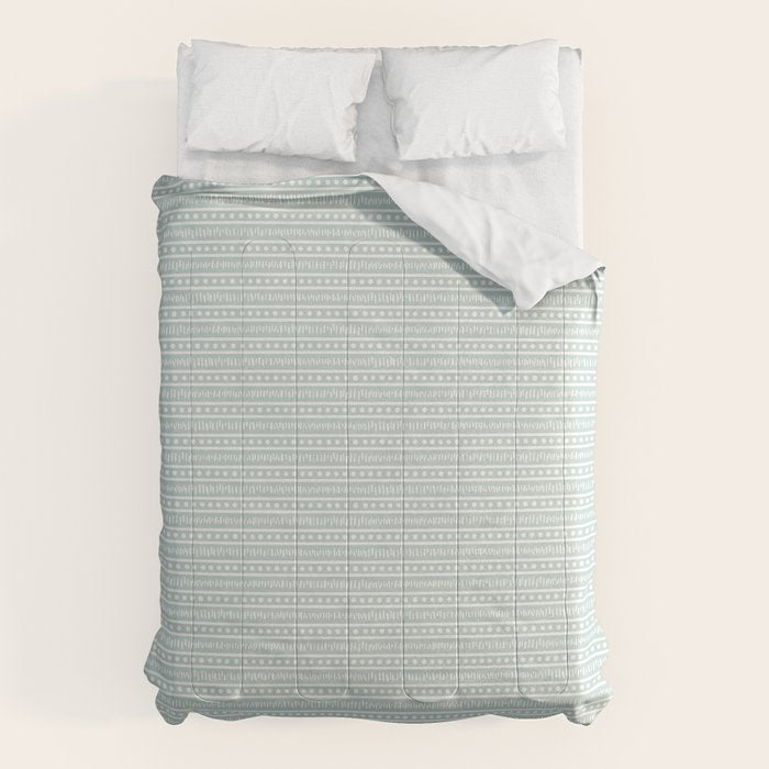 Modern Boho Mudcloth on Aqua Mint  Comforter Gallery Image 6