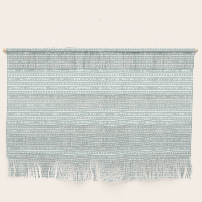 Modern Boho Mudcloth on Aqua Mint  Wall Hanging Gallery Image 1