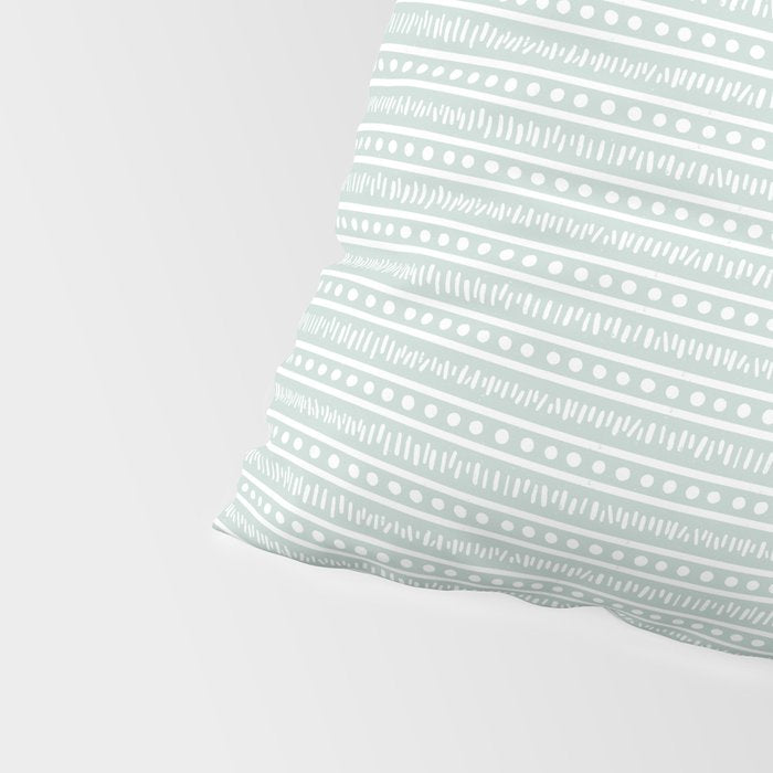 Modern Boho Mudcloth on Aqua Mint  Pillow Sham Gallery Image 4