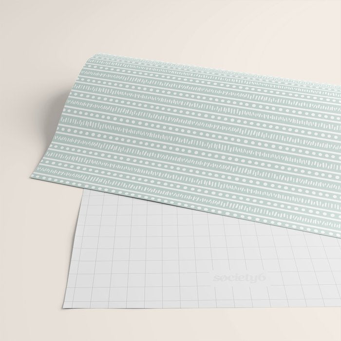 Modern Boho Mudcloth on Aqua Mint  Wrapping Paper Gallery Image 2