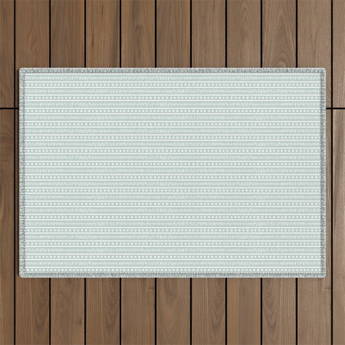 Modern Boho Mudcloth on Aqua Mint  Outdoor Rug Gallery Image 1