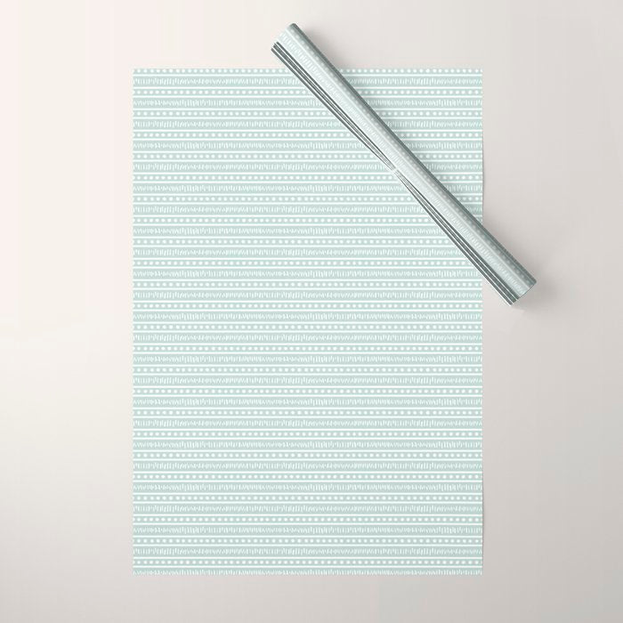 Modern Boho Mudcloth on Aqua Mint  Wrapping Paper Gallery Image 1