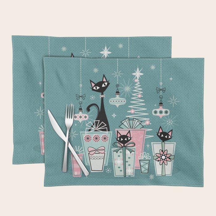 Vintage Kitty Christmas II sxs6- ©studioxtine Placemat Gallery Image 1