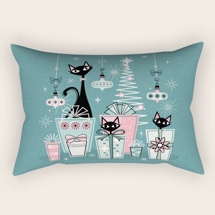 Vintage Kitty Christmas II sxs6- ©studioxtine Rectangular Pillow Gallery Image 2