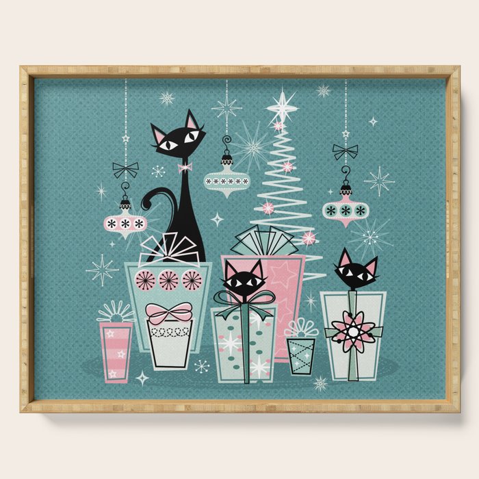 Vintage Kitty Christmas II sxs6- ©studioxtine Serving Tray Gallery Image 1