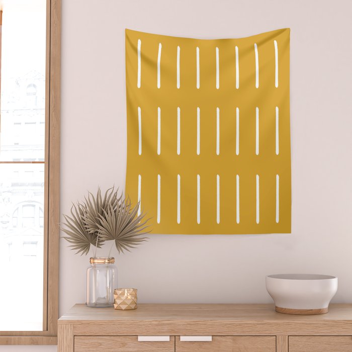 Mudcloth (Mustard Yellow) Wall Tapestry Gallery Image 2