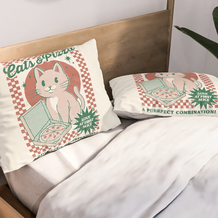 Cats and Pizza Pillow Sham Gallery Image 2
