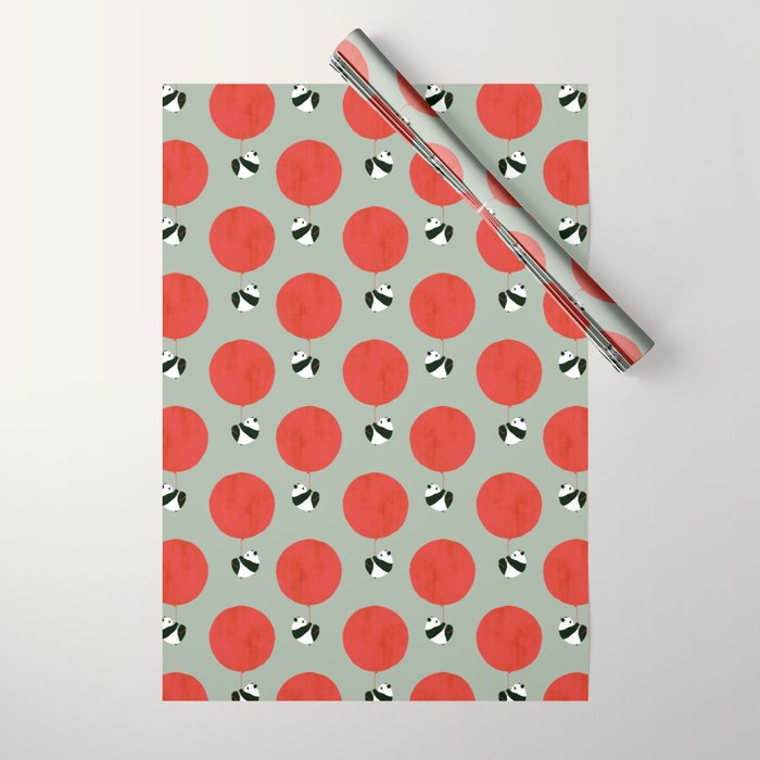 Traveling panda Wrapping Paper Gallery Image 1
