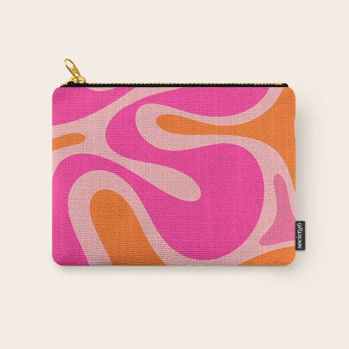 Smooth Contours Retro Modern Abstract Pattern Hot Pink and Orange Carry All Pouch Gallery Image 1