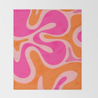 Smooth Contours Retro Modern Abstract Pattern Hot Pink and Orange Throw Blanket Gallery Image 2