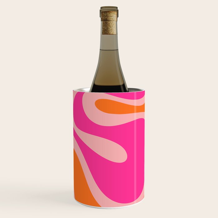 Smooth Contours Retro Modern Abstract Pattern Hot Pink and Orange Wine Chiller Gallery Image 1