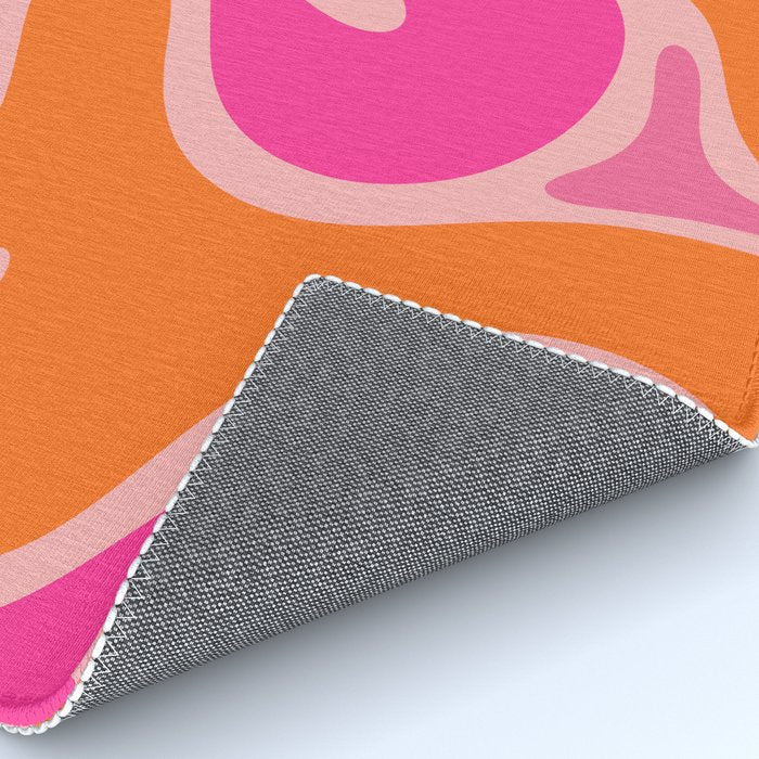 Smooth Contours Retro Modern Abstract Pattern Hot Pink and Orange Rug Gallery Image 4