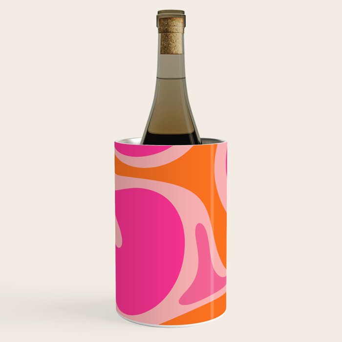 Smooth Contours Retro Modern Abstract Pattern Hot Pink and Orange Wine Chiller Gallery Image 3