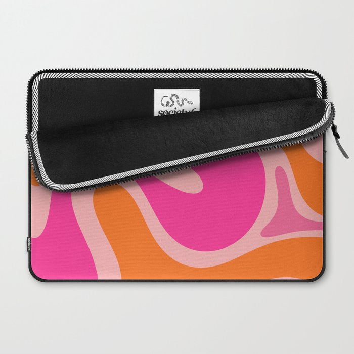 Smooth Contours Retro Modern Abstract Pattern Hot Pink and Orange Laptop Sleeve Gallery Image 2