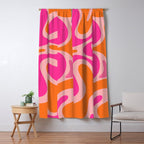 Smooth Contours Retro Modern Abstract Pattern Hot Pink and Orange Window Curtain Gallery Image 5