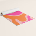 Smooth Contours Retro Modern Abstract Pattern Hot Pink and Orange Yoga Mat Gallery Image 2