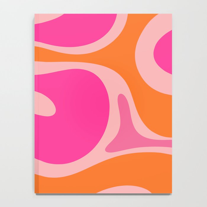 Smooth Contours Retro Modern Abstract Pattern Hot Pink and Orange Notebook Gallery Image 4