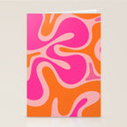 Smooth Contours Retro Modern Abstract Pattern Hot Pink and Orange Stationery Card Gallery Image 2