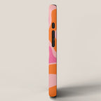 Smooth Contours Retro Modern Abstract Pattern Hot Pink and Orange iPhone Case Gallery Image 2