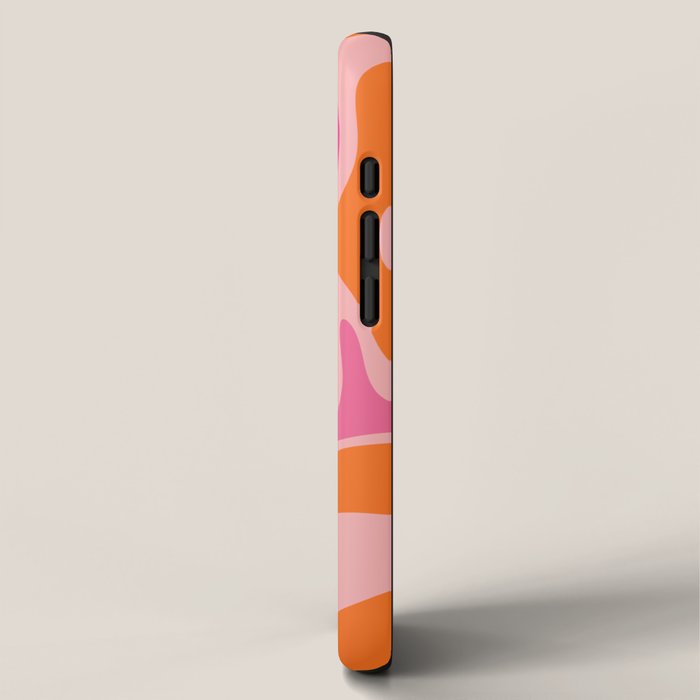 Smooth Contours Retro Modern Abstract Pattern Hot Pink and Orange iPhone Case Gallery Image 2