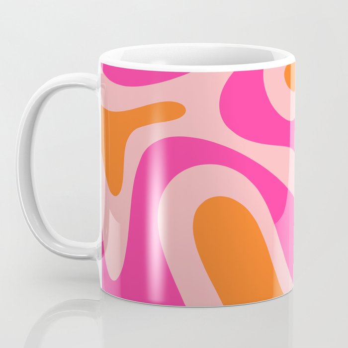 Smooth Contours Retro Modern Abstract Pattern Hot Pink and Orange Coffee Mug Gallery Image 3