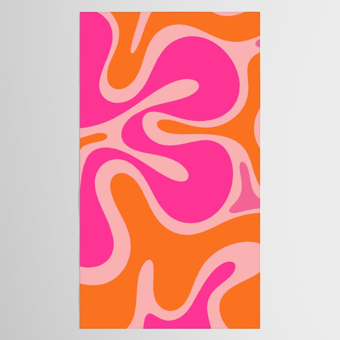 Smooth Contours Retro Modern Abstract Pattern Hot Pink and Orange Tablecloth Gallery Image 2