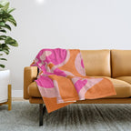 Smooth Contours Retro Modern Abstract Pattern Hot Pink and Orange Throw Blanket Gallery Image 1
