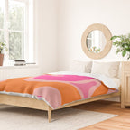 Smooth Contours Retro Modern Abstract Pattern Hot Pink and Orange Duvet Cover Gallery Image 2