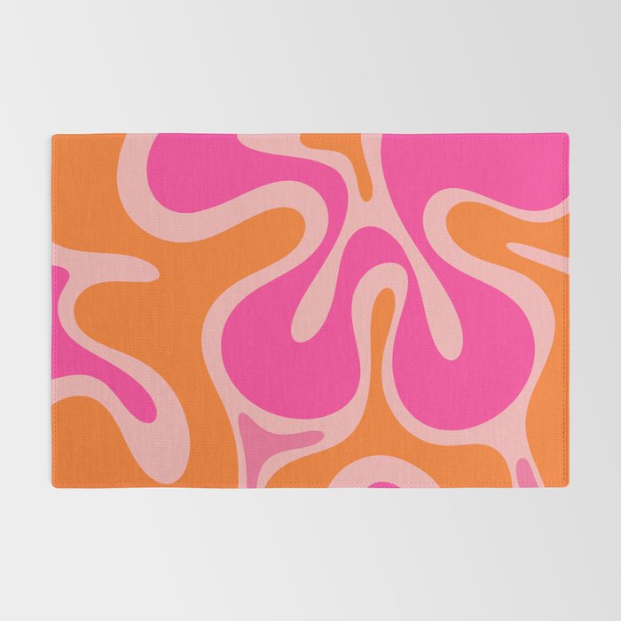 Smooth Contours Retro Modern Abstract Pattern Hot Pink and Orange Rug Gallery Image 2