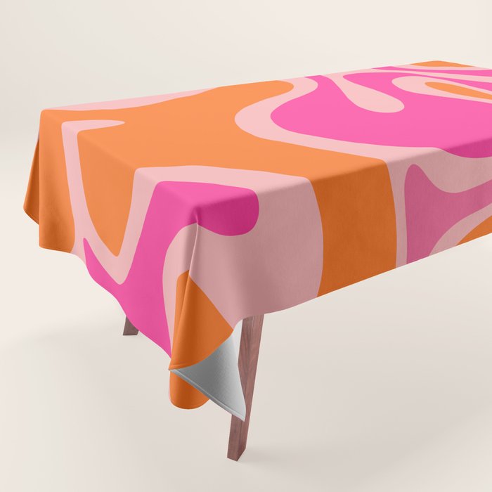 Smooth Contours Retro Modern Abstract Pattern Hot Pink and Orange Tablecloth Gallery Image 1