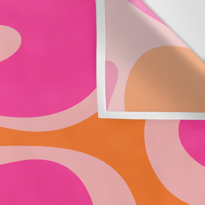 Smooth Contours Retro Modern Abstract Pattern Hot Pink and Orange Wall Tapestry Gallery Image 3