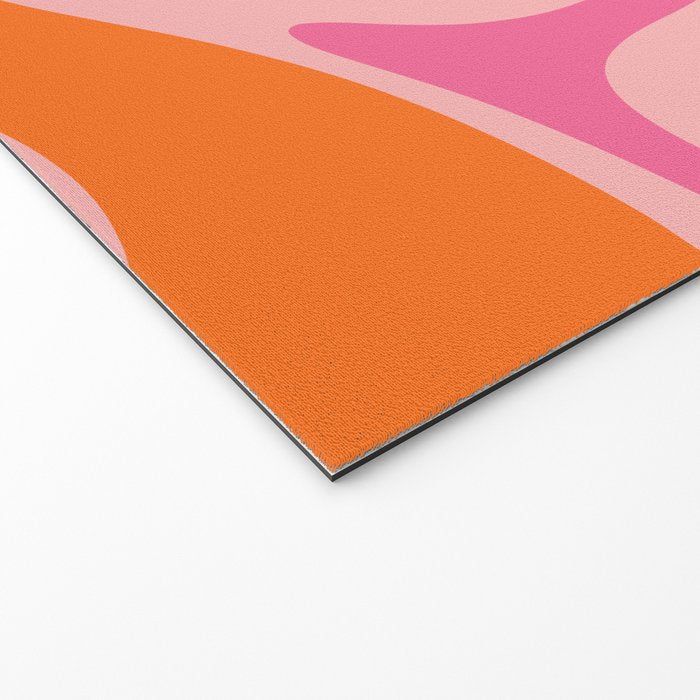 Smooth Contours Retro Modern Abstract Pattern Hot Pink and Orange Welcome Mat Gallery Image 2