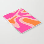 Smooth Contours Retro Modern Abstract Pattern Hot Pink and Orange Notebook Gallery Image 3