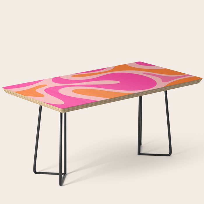 Smooth Contours Retro Modern Abstract Pattern Hot Pink and Orange Coffee Table Gallery Image 1