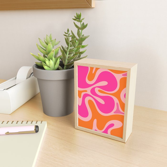 Smooth Contours Retro Modern Abstract Pattern Hot Pink and Orange Mini Art Print Gallery Image 2