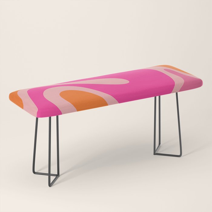 Smooth Contours Retro Modern Abstract Pattern Hot Pink and Orange Bench Gallery Image 1