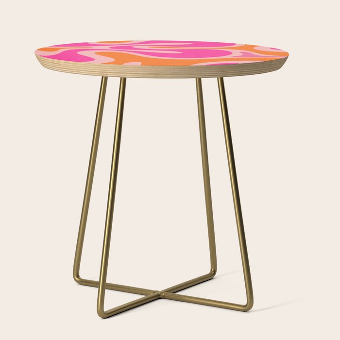Smooth Contours Retro Modern Abstract Pattern Hot Pink and Orange Side Table Gallery Image 1
