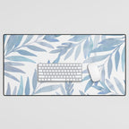 Muted Blue Palm Leaves Desk Mat Gallery Image 1