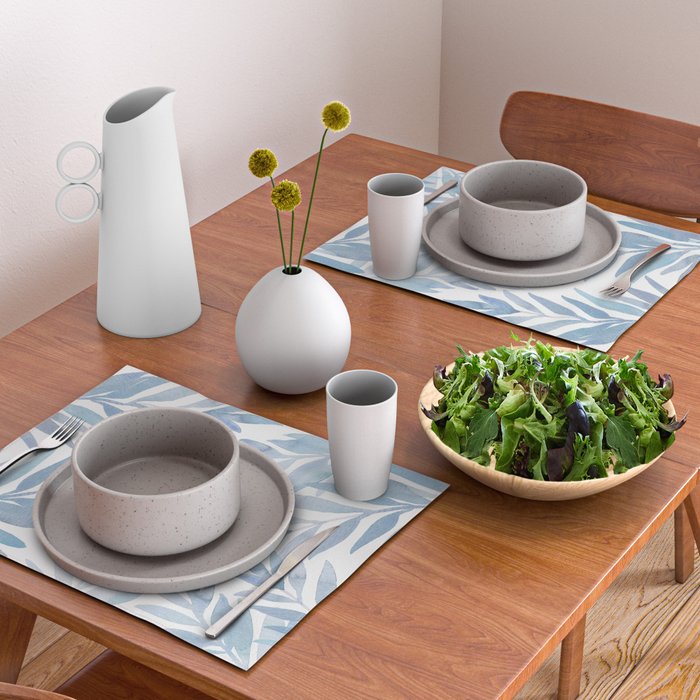 Muted Blue Palm Leaves Placemat Gallery Image 2