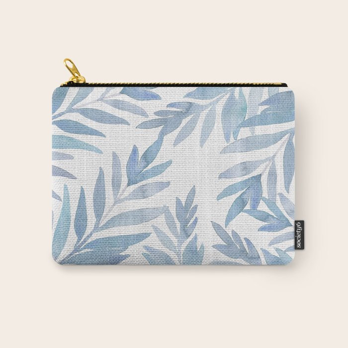 Muted Blue Palm Leaves Carry All Pouch Gallery Image 1