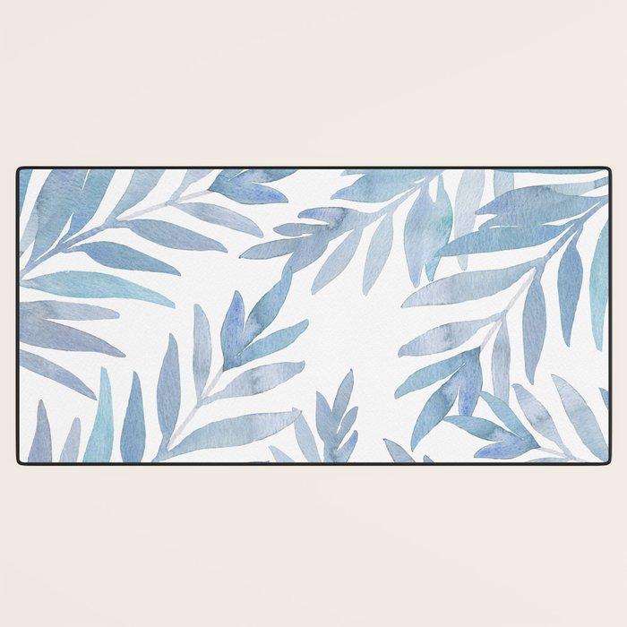 Muted Blue Palm Leaves Desk Mat Gallery Image 3