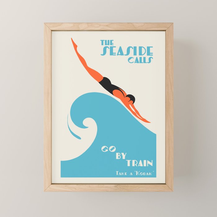 Australian Vintage Travel Poster - The Seaside Calls, 1930 Mini Art Print Gallery Image 1