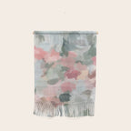 Tropical Winds - Blue Sage Green Coral Pink Flowers in the Abstract Nature Painting Art Print Wall Hanging Gallery Image 1